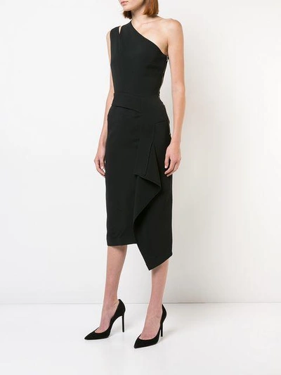 Shop Roland Mouret One-shoulder Fitted Dress - Black