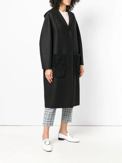 Shop Harris Wharf London Wool Hooded Coat In Black