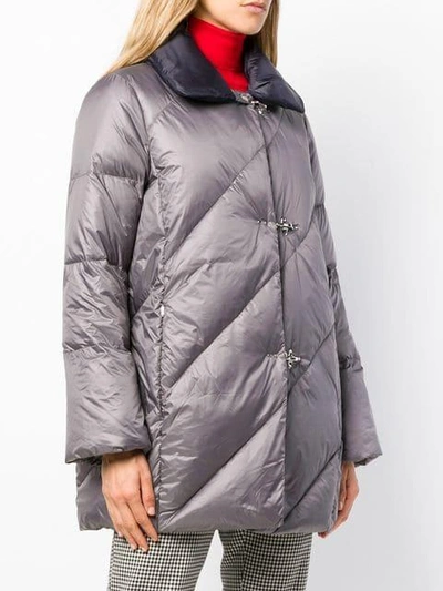 Shop Fay Lobster Fastening Padded Coat - Grey