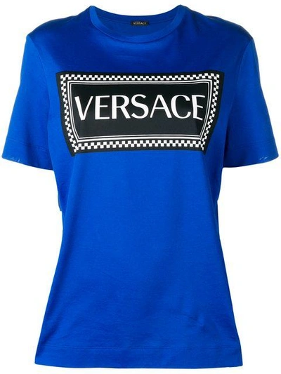 Shop Versace Logo Print T-shirt - Blue