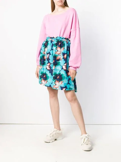 Shop Kenzo Floral Flared Mini Skirt In Blue