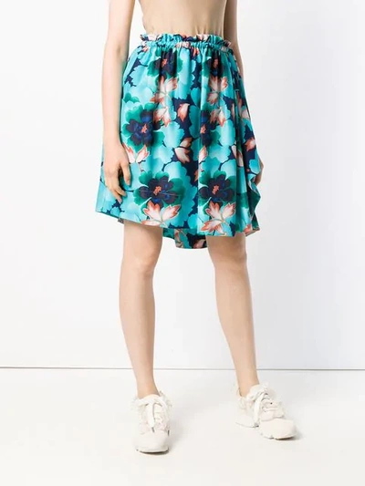 Shop Kenzo Floral Flared Mini Skirt In Blue