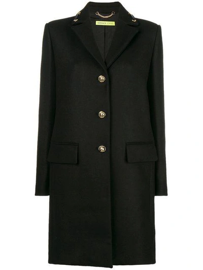 Shop Versace Jeans Single-breasted Fitted Coat - Black
