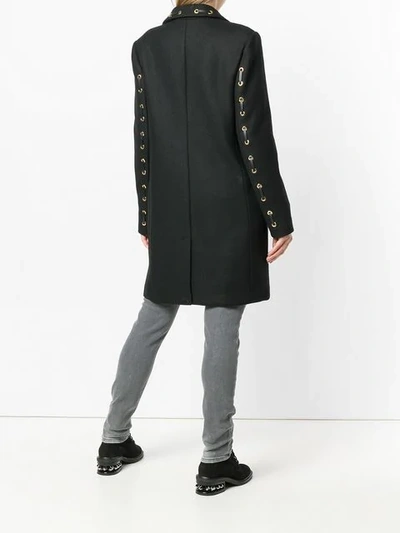 Shop Versace Jeans Single-breasted Fitted Coat - Black