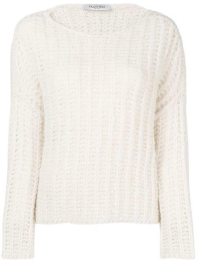 Shop Valentino Boat Neck Jumper In White