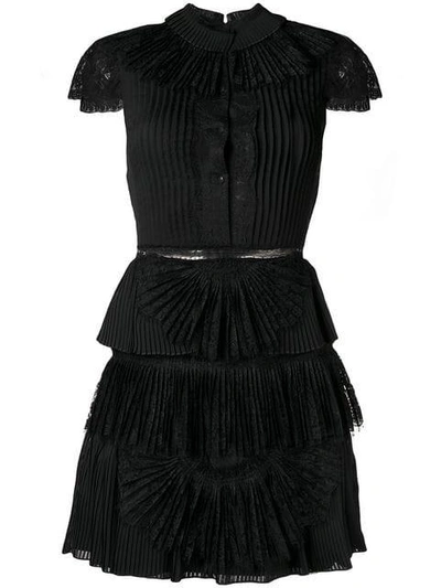 Shop Alice And Olivia Alice+olivia Rosetta Pleated Short Dress - Black