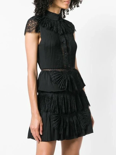 Shop Alice And Olivia Alice+olivia Rosetta Pleated Short Dress - Black