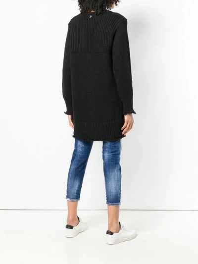 Shop Dondup Frayed Hem Oversized Sweater - Black