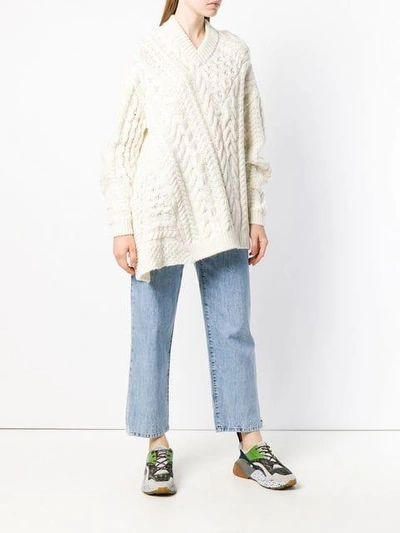 Shop Stella Mccartney Cable-knit Oversized Sweater In White