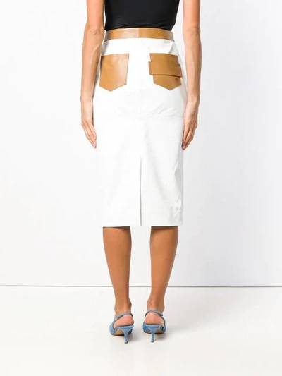 Shop Victoria Beckham Contrast Pencil Skirt In White