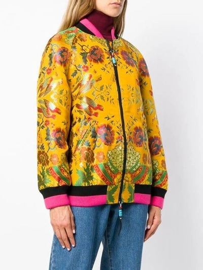Shop Etro Floral Embroidered Bomber Jacket In Yellow