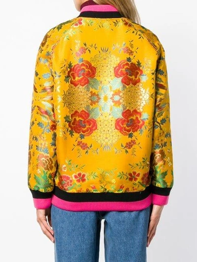 Shop Etro Floral Embroidered Bomber Jacket In Yellow