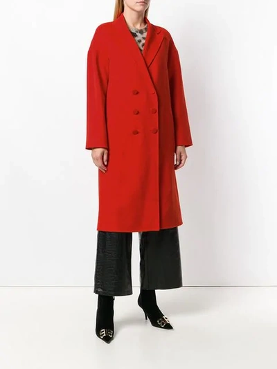 Shop Roberto Cavalli Double Breasted Coat - Red