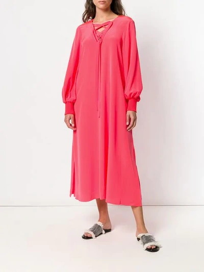 Shop Tibi Lace-up Detail Dress - Pink