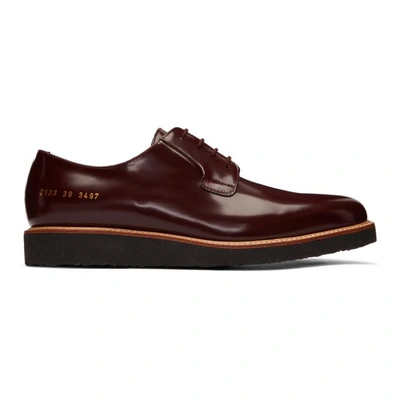 Shop Common Projects Burgundy Crepe Sole Shine Derbys In 3497 Burgdy