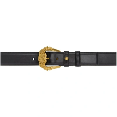 Shop Versace Black Tribute Logo Belt In K41ot Black