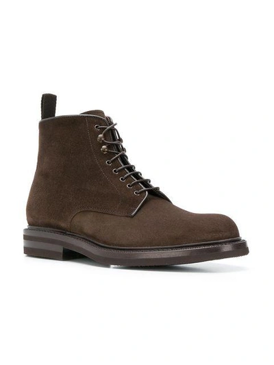 Shop Green George Lace-up Combat Boots In Brown