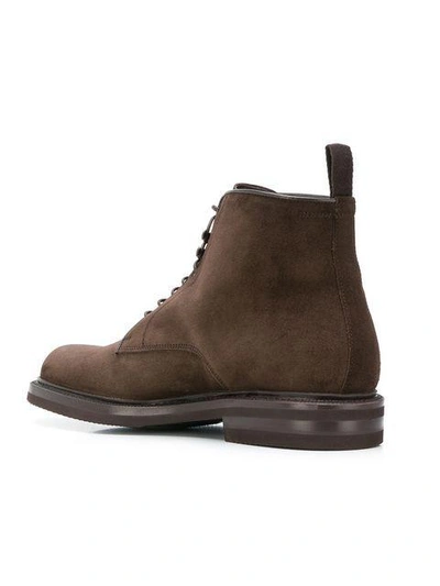 Shop Green George Lace-up Combat Boots In Brown