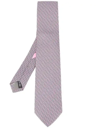 Shop Ferragamo Salvatore  Chained Gancini Print Tie - Pink & Purple