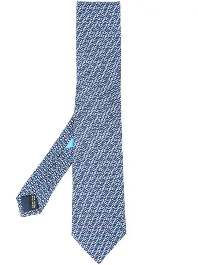 Shop Ferragamo Salvatore  Chained Gancini Print Tie - Blue