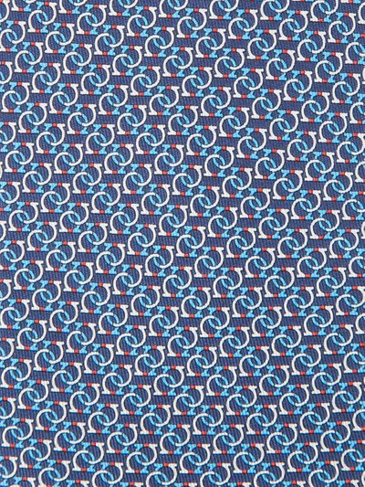 Shop Ferragamo Salvatore  Chained Gancini Print Tie - Blue