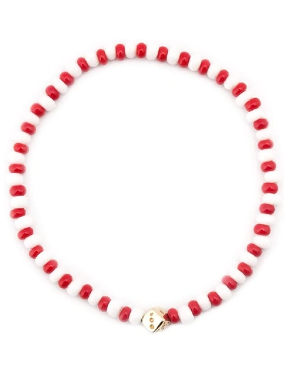 Shop Luis Morais Dice Motif Beaded Bracelet In Red