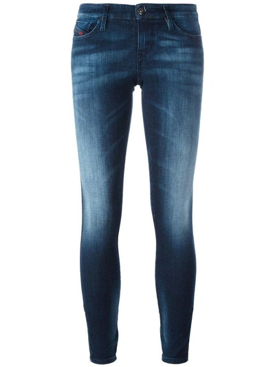 Shop Diesel Cropped Skinny Jeans In Blue