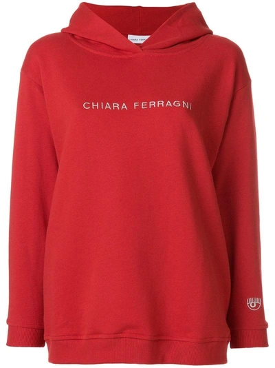 Shop Chiara Ferragni Oversized Logo Hoodie - Red