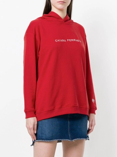 Shop Chiara Ferragni Oversized Logo Hoodie - Red