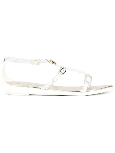 Shop Rupert Sanderson Buckle Strap Sandals In White