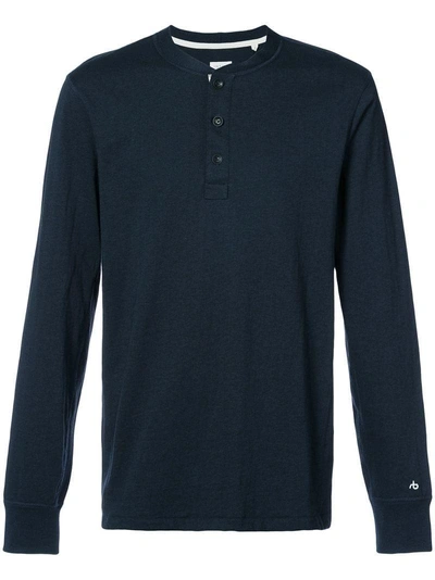 Shop Rag & Bone Buttoned Sweatshirt In Blue