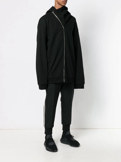 Shop Yuiki Shimoji Photographic Print Asymmetric Hoodie In Black