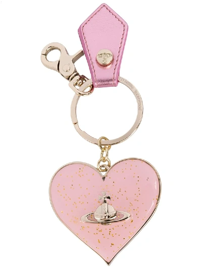 Shop Vivienne Westwood Glitter Heart Mirror Keyring - Pink & Purple
