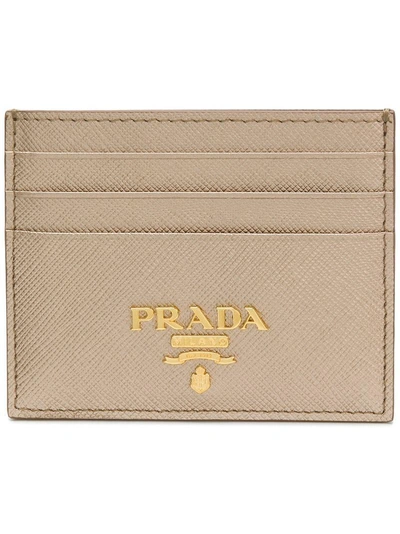 Shop Prada Saffiano Cardholder - Metallic