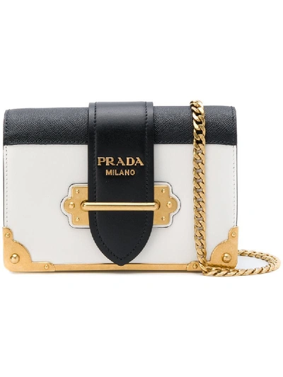 Shop Prada Cahier Shoulder Bag - F0964 Black&white