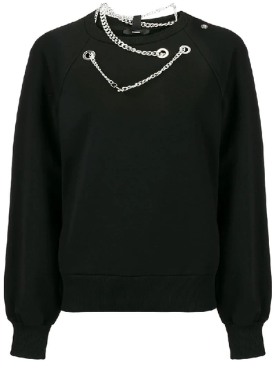 Shop Diesel Silver Eyelet And Chain Sweatshirt - Black