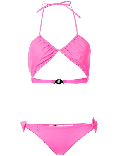 Shop Fendi Logo Bikini In Pink