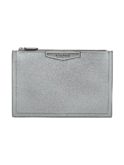 Shop Givenchy Silver Antigona Medium Clutch Bag - Metallic