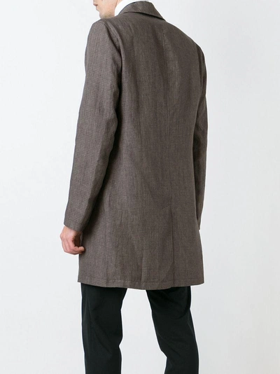 Lardini Single Breasted Checked Coat In Brown