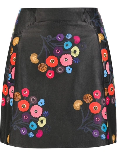 Shop Tanya Taylor Floral Print Mini Skirt In Black