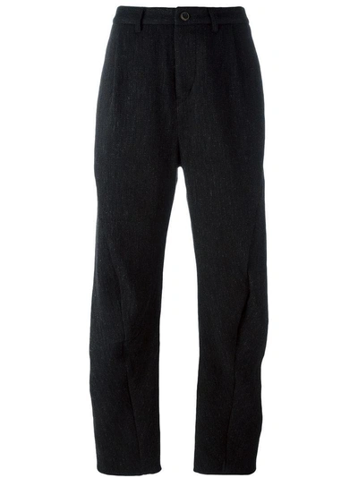 Shop Individual Sentiments Curved Seam Trousers In Black