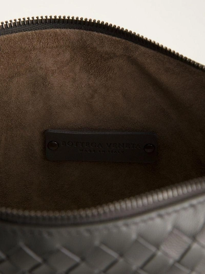 Shop Bottega Veneta Light Gray Intrecciato Nappa Small Shoulder Bag In Grey