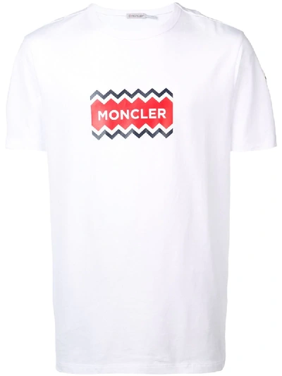 Shop Moncler Logo Print T-shirt - White
