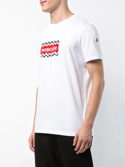 Shop Moncler Logo Print T-shirt - White