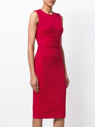 Shop Dsquared2 Fitted Midi Dress In Red