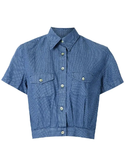 Shop À La Garçonne Cropped Shirt - Blue