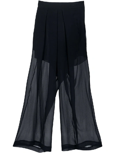 Shop Isabel Benenato Sheer Cropped Trousers In Black