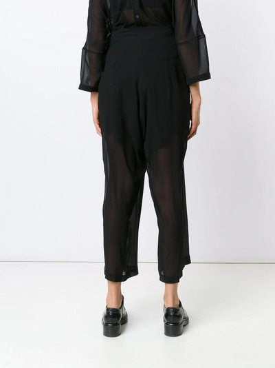 Shop Isabel Benenato Sheer Cropped Trousers In Black