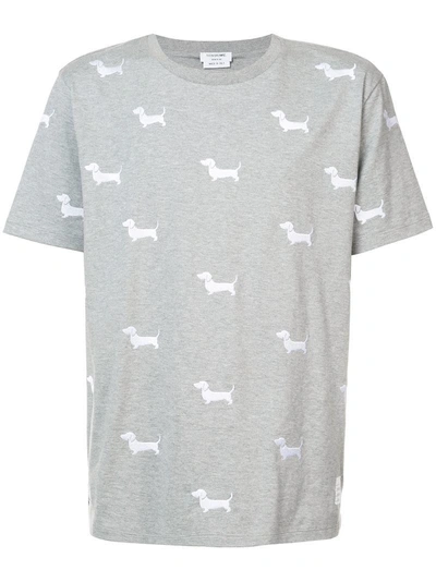 Shop Thom Browne Hector Embroidery Shortsleeved T-shirt In Grey