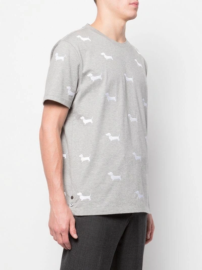 Shop Thom Browne Hector Embroidery Shortsleeved T-shirt In Grey